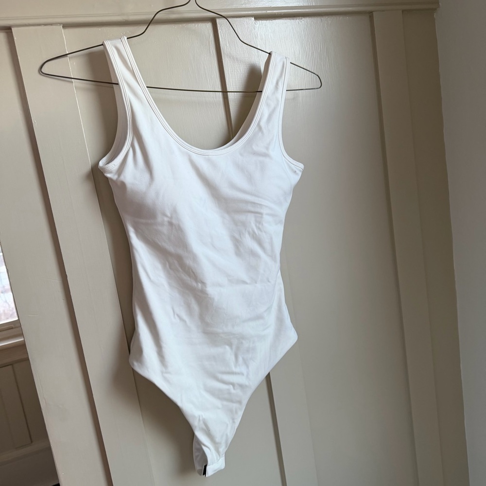 Klassy Network White Scoop Neck Bodysuit